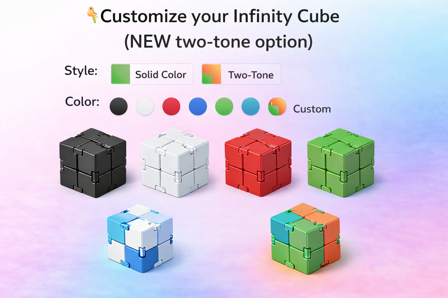 Infinity Cube Fidget Toy – Custom Color Stress Relief Desk Toy