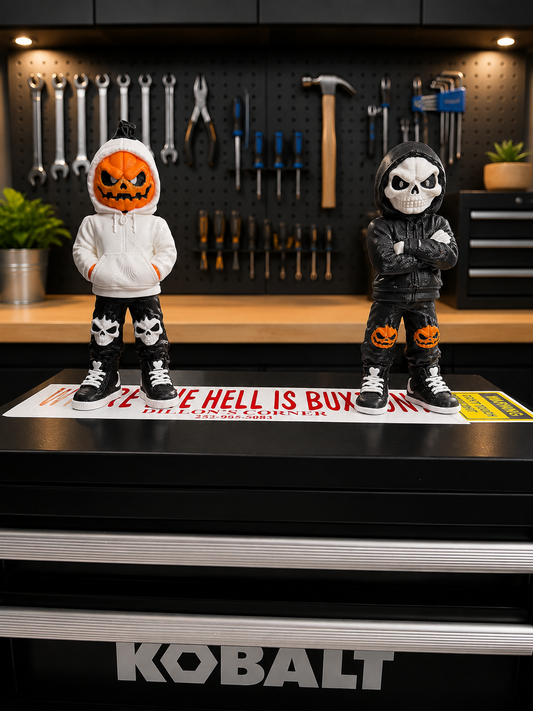 Pumpkin Head & Skull Face