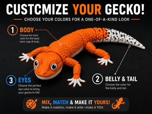 Custom Articulated Leopard Gecko – 10.5"