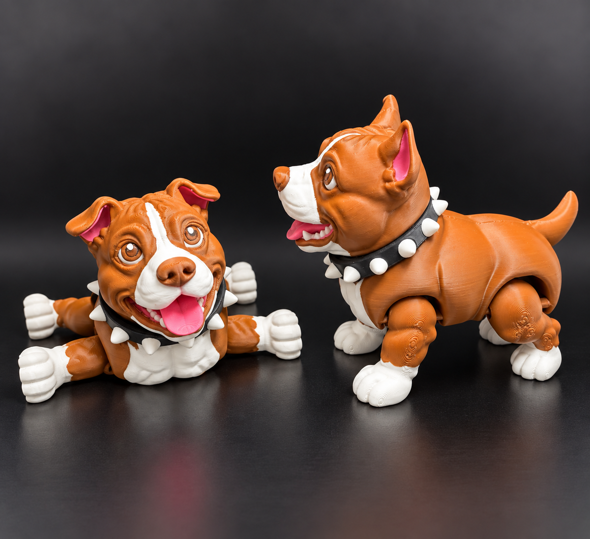 Wiggle Pups Pit Bull articulated dogs side and playful pose