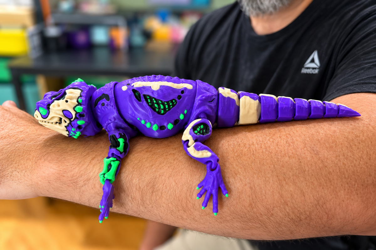 ZomBeardie resting on an arm to show approximate size