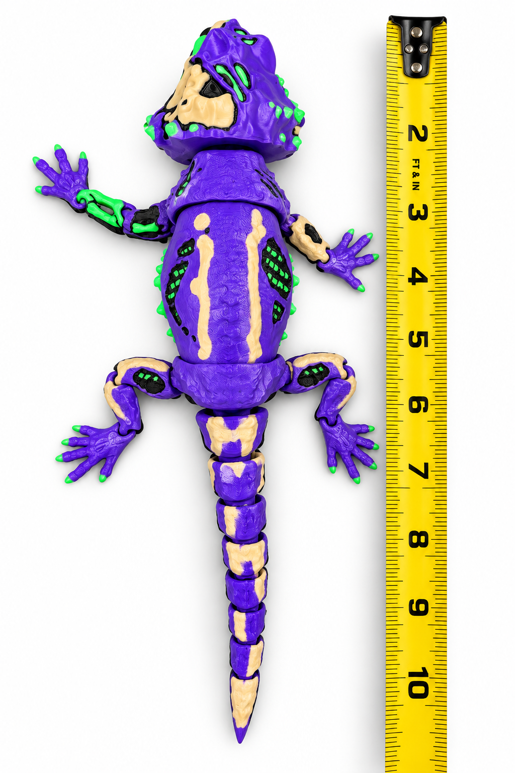 ZomBeardie beside a tape measure showing approximately 10 inch length